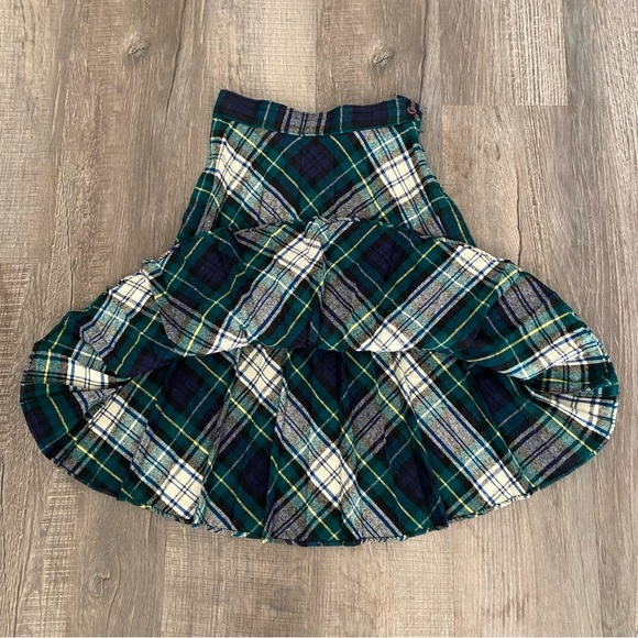 Vintage Plaid Pleaded Green Wool Skirt - Picture 3 of 8